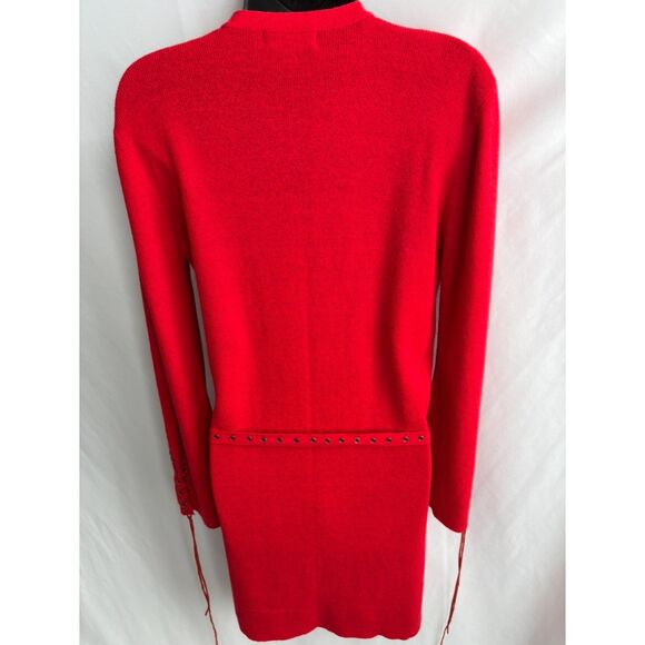 MNG Mango Red Sweater Knit Cardigan Artsy Size M Flowy Classic Closet Staple 90s - Picture 5 of 12